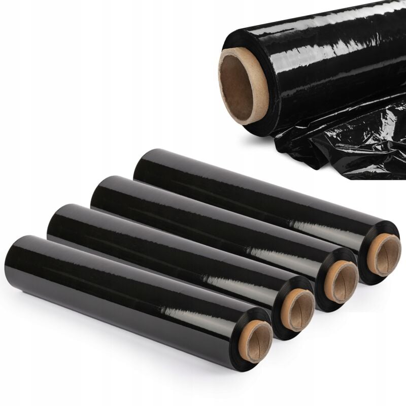 foto del prodotto pellicole estensibili kadax confezione da 4, nero, 300 x 50 cm, 3 kg, mobili, magazzino, trasporti, pellicola per imballaggio resistente