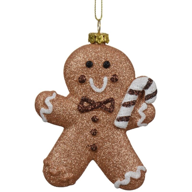 foto del prodotto pendaglio a forma di omino di pan di zenzero per albero decorazione natalizia da 10 cm