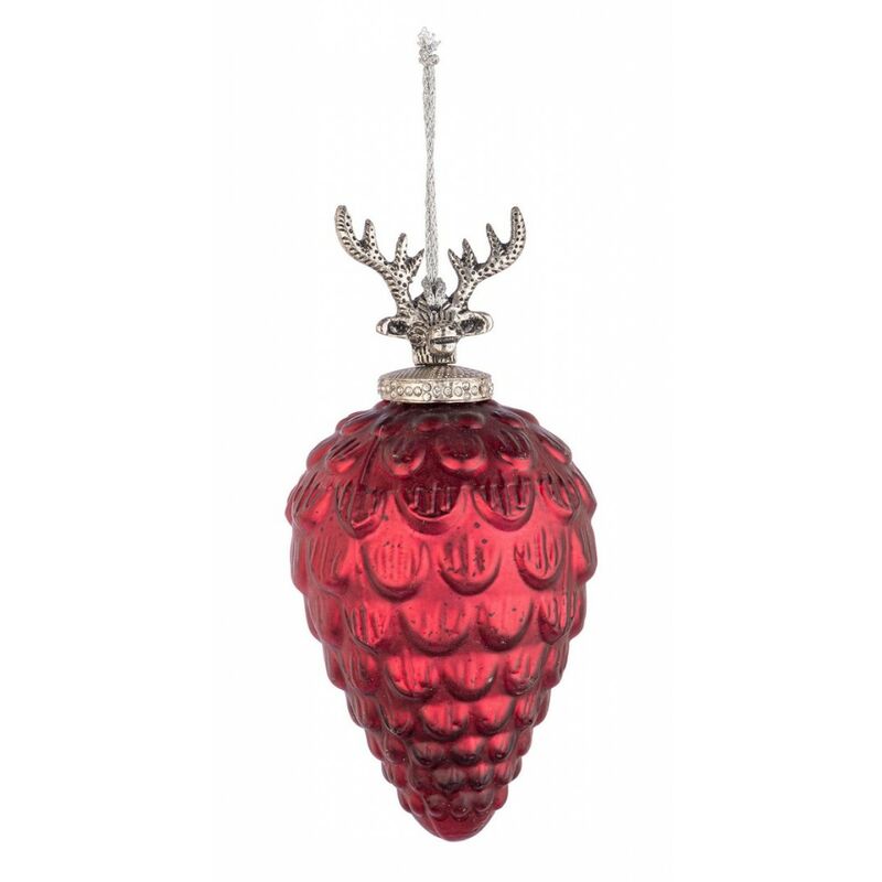 foto del prodotto pendaglio decorum pigna rosso opaco 8 pezzi 