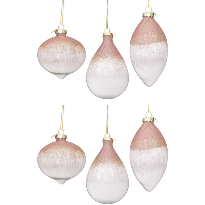 foto del prodotto pendaglio in vetro color rosa e bianco decorazione per albero di natale