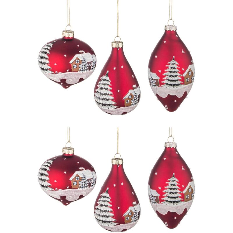 foto del prodotto pendaglio natalizio bizzotto vetro village rosso 1pz