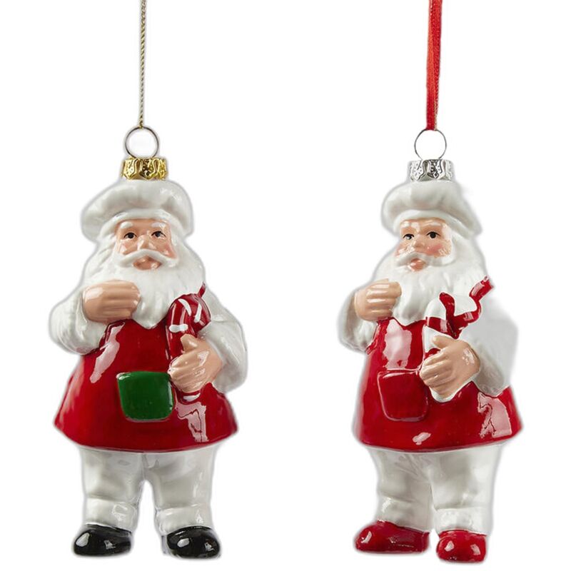 foto del prodotto pendaglio per albero di natale babbo chef 12 x 6 x 4.5 cm, set da 2 pezzi
