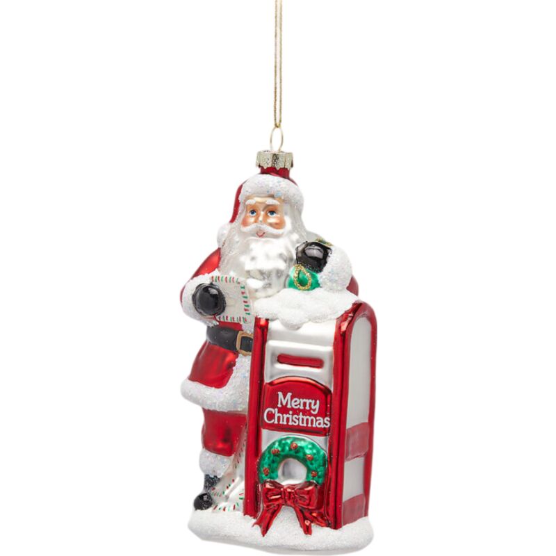 foto del prodotto pendaglio per albero di natale 'babbo con posta' da 14 cm