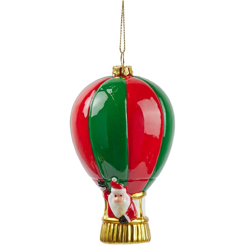 foto del prodotto pendaglio per albero di natale babbo in mongolfiera 12 x 7,5 cm