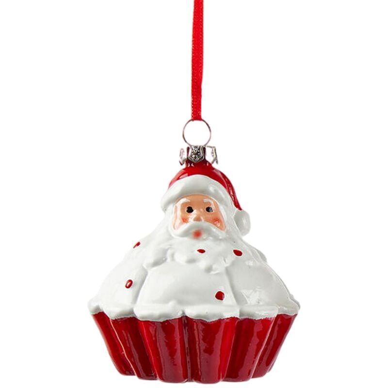 foto del prodotto pendaglio per albero di natale cupcake con 2 assortimenti da 8 x 7.5 cm babbo natale