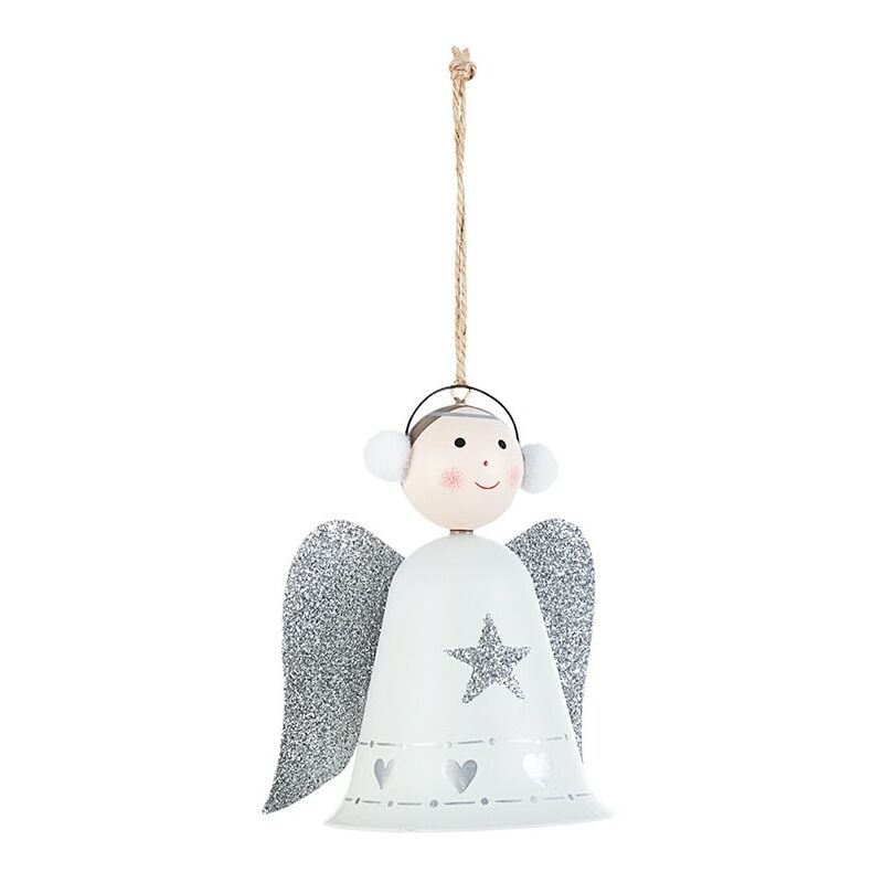 foto del prodotto pendaglio per decoro natalizio angelo bianco argento h12 cm