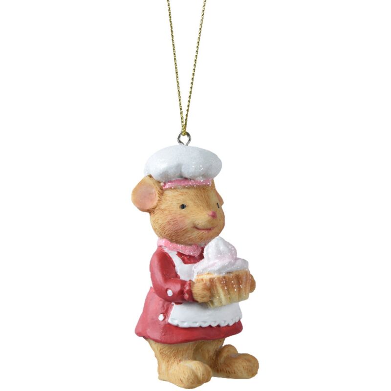 foto del prodotto pendaglio topolini vestiti da cuochi decorazione natalizia h 11 cm -femmina