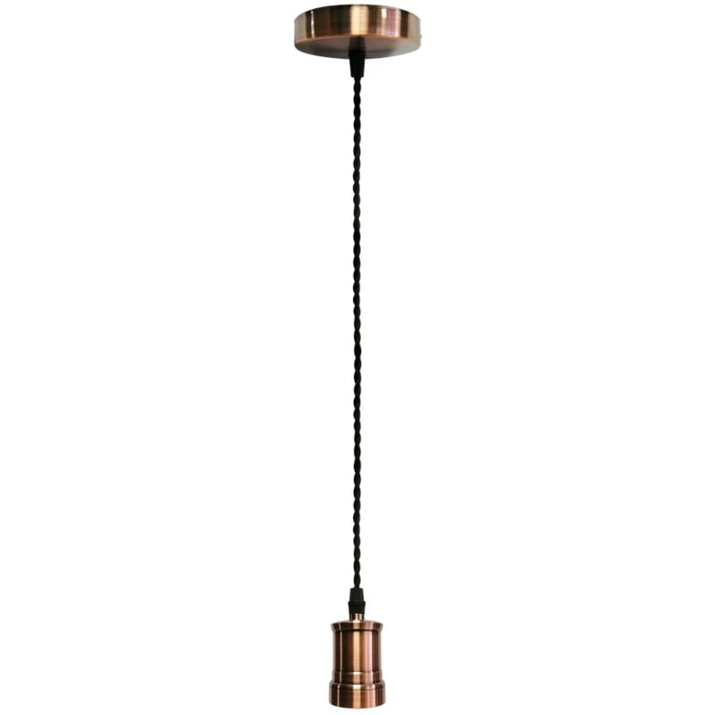 foto del prodotto pendel vintage 109cm e27 rame scuro cavo treccia