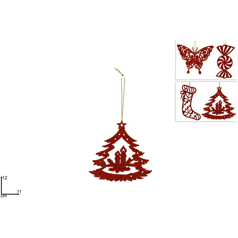 foto del prodotto pendente glitterato assortito 4 varianti rosso (1 pezzo, invio casuale)