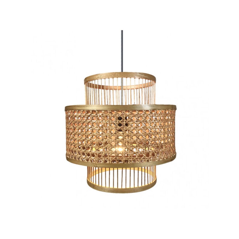foto del prodotto pendente in bamb rattan 1xe27 bromelia regx36x36 cm