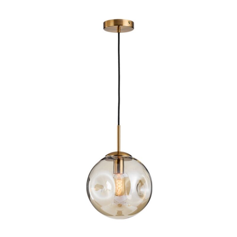 foto del prodotto pendente luce moderno lampadario soffitto globo vetro apparecchio di illuminazione regolabile ambrato 15cm
