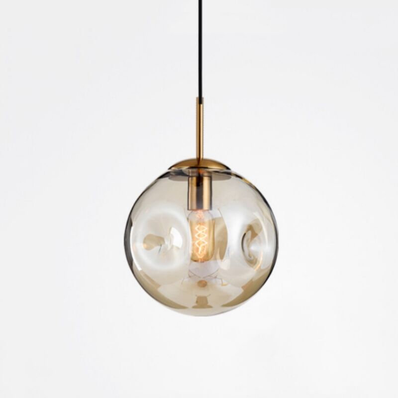 foto del prodotto pendente luce moderno lampadario soffitto globo vetro apparecchio di illuminazione regolabile ambrato 18cm