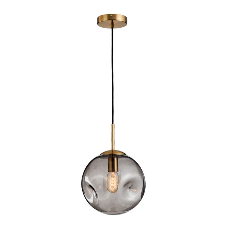 foto del prodotto pendente luce moderno lampadario soffitto globo vetro apparecchio di illuminazione regolabile grigio fumo 18cm