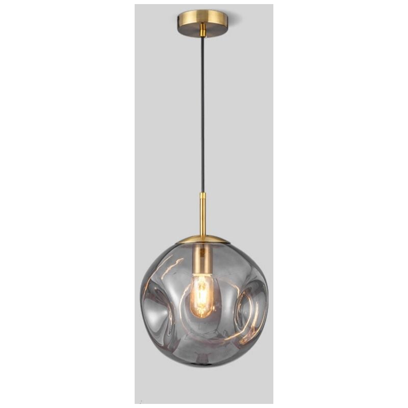 foto del prodotto pendente luce moderno lampadario soffitto globo vetro apparecchio di illuminazione regolabile grigio fumo 25cm