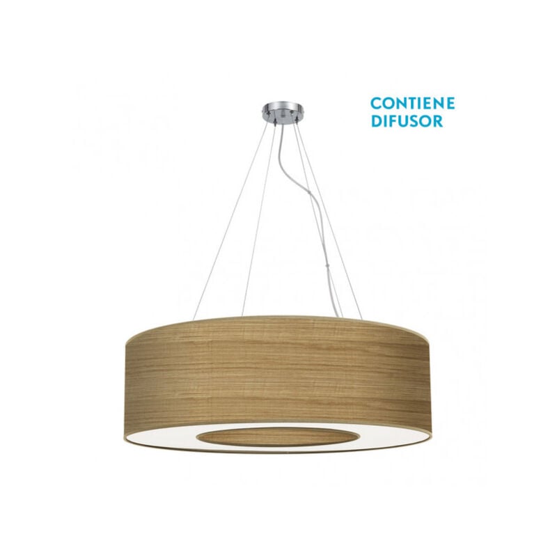 foto del prodotto pendente medio haiti 4xe27 cromo legno chiaro regx65x65 cm