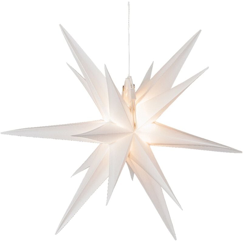 foto del prodotto pendente natalizio a forma di stella, colore bianco, con led, decorazione natalizia 60 cm