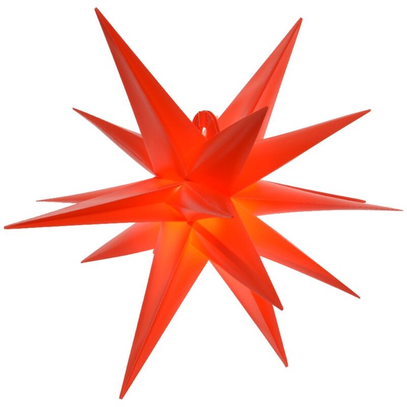 foto del prodotto pendente natalizio a forma di stella, colore rosso, con led, decorazione natalizia 40 cm