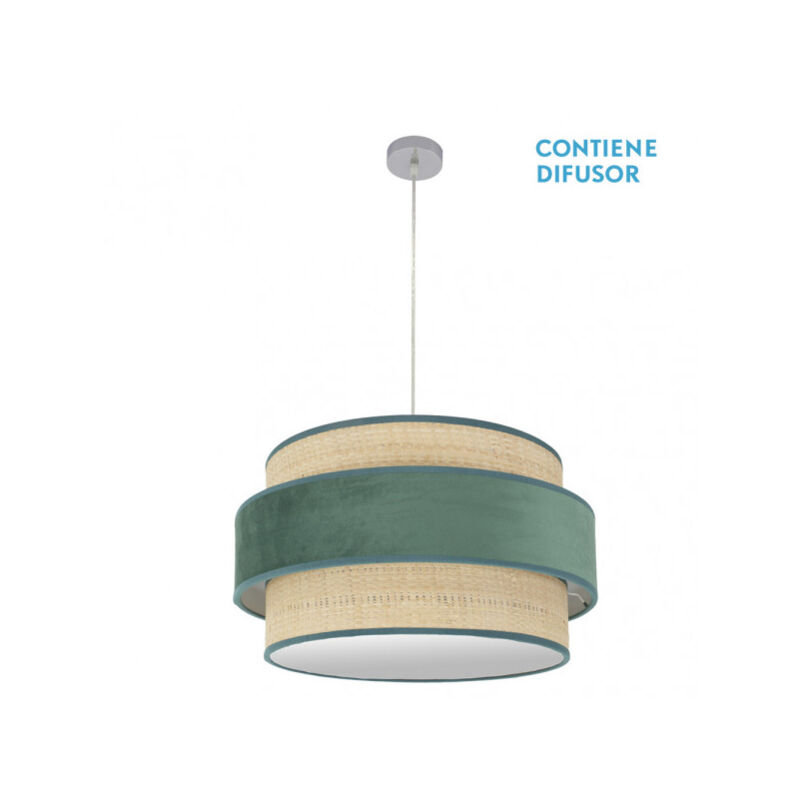 foto del prodotto pendente reyes 3xe27 cromo/verde naturale regx60x60 cm
