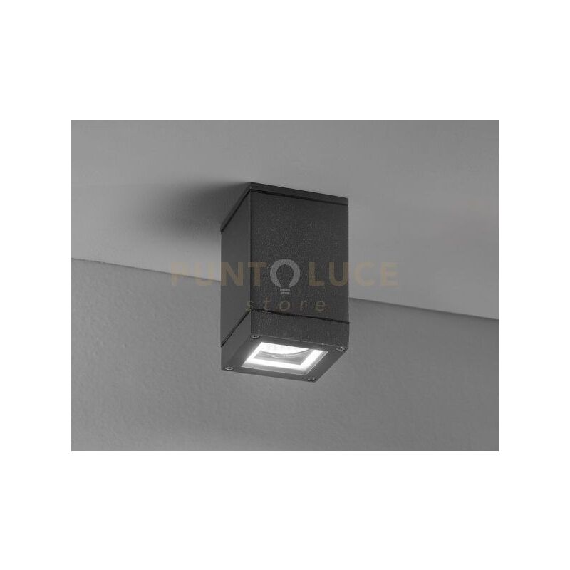 foto del prodotto pendo plafoniera 1 luce alluminio monoemissione per esterni interni colore grafite quadrata