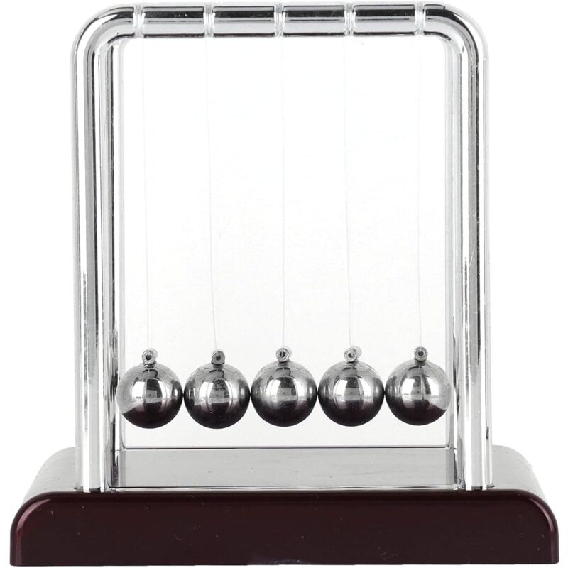 foto del prodotto pendolo a sfera, altalena, equilibrio, palle, fisica, scienza, scrivania, giocattoli antistress per ufficio, studio, casa, scrivania