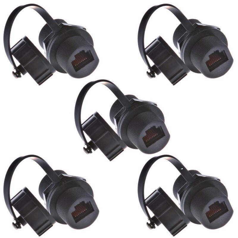 foto del prodotto penglin 5 prese rj45 da incasso impermeabili cat5 5e 6 8p8c, connettore ethernet lan, adattatore a doppia testa femmina a femmina con tappo
