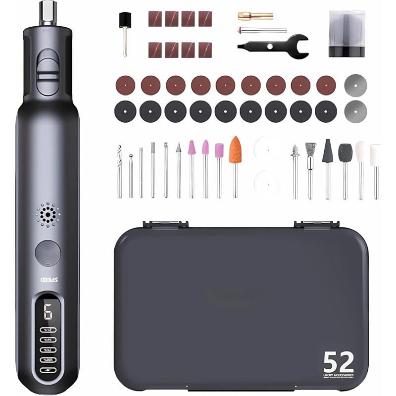 foto del prodotto penna per incisione elettrica ricaricabile da 80 w, kit di utensili per incisione vibrante senza fili per gioielli in ceramica e vetro con luce