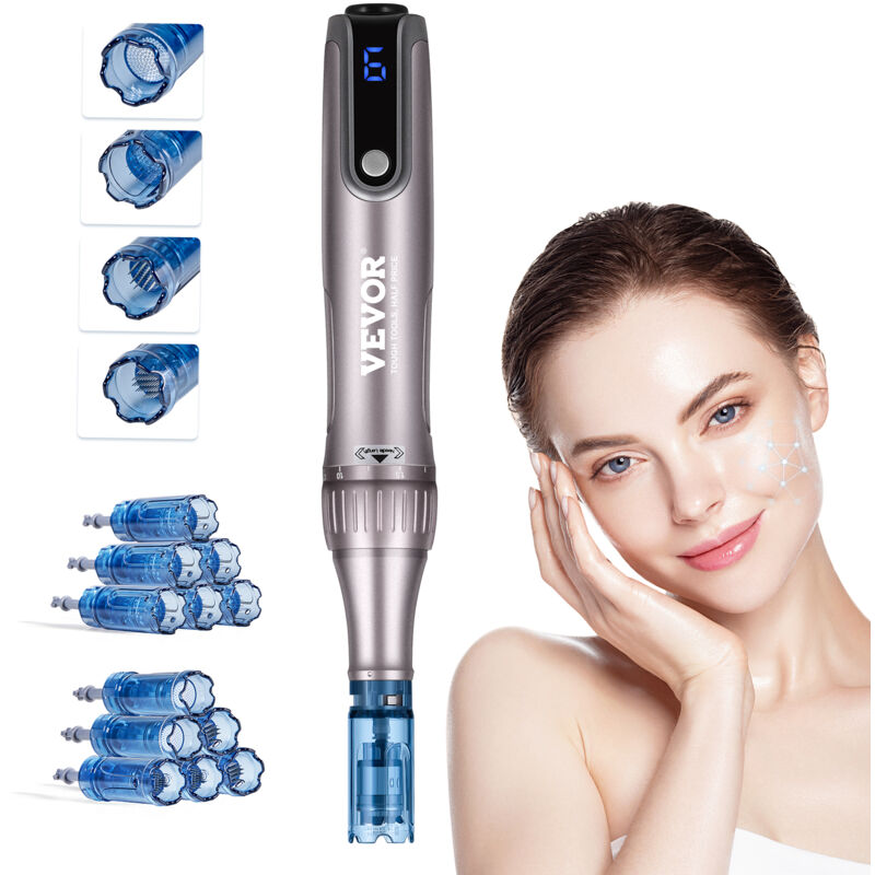 foto del prodotto penna per microneedling facciale m8s, penna derma elettrica con 12 aghi anti reflusso, dispositivo di bellezza con 6 velocita variabili, lunghezza