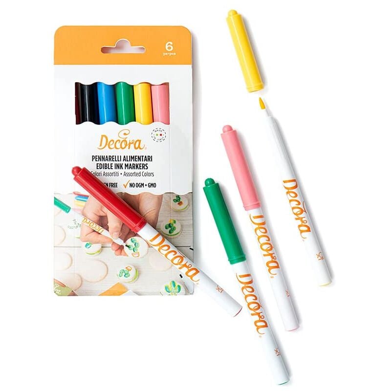 foto del prodotto pennarelli alimentari set da 6 pezzi decora