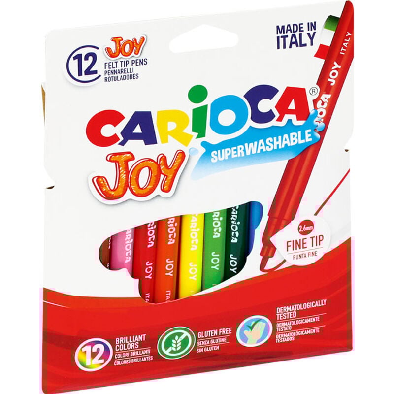 foto del prodotto pennarelli carioca joy 12 colori, punta in poliestere, con blocco