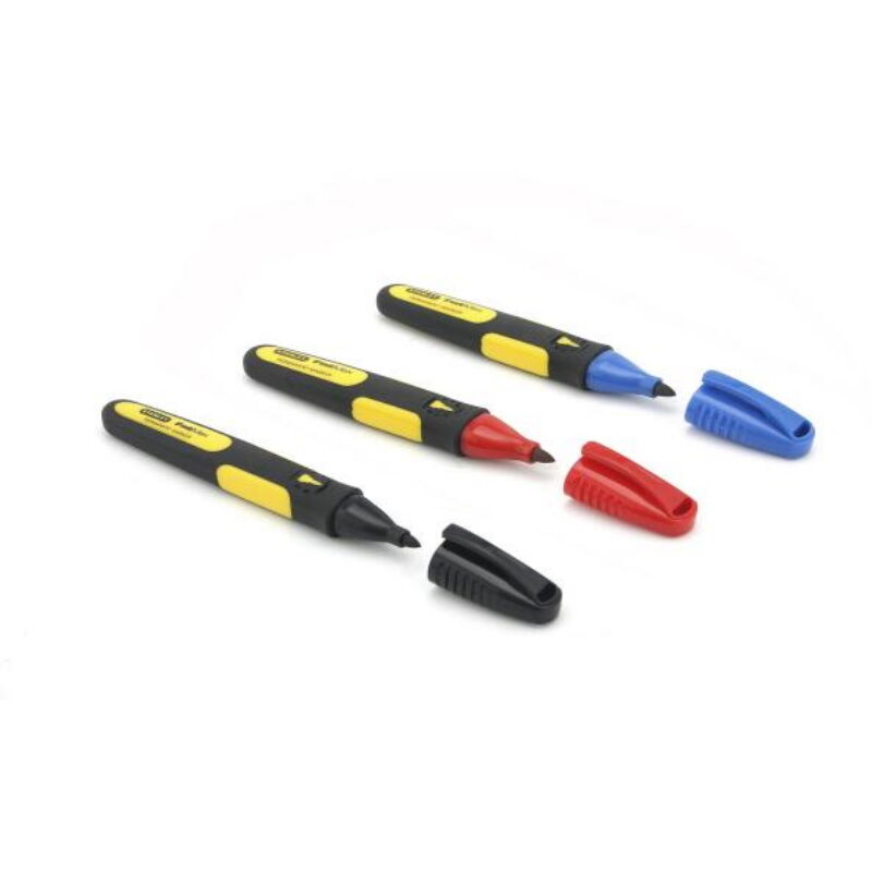 foto del prodotto pennarelli indelebili punta fine rosso blu nero 3 pezzi stanley swk stanley