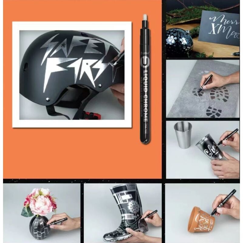 foto del prodotto pennarello effetto specchio argentato, pennarello cromato, cancelleria in metallo, resistente ai raggi uv, 4,0 mm - bebusingoto