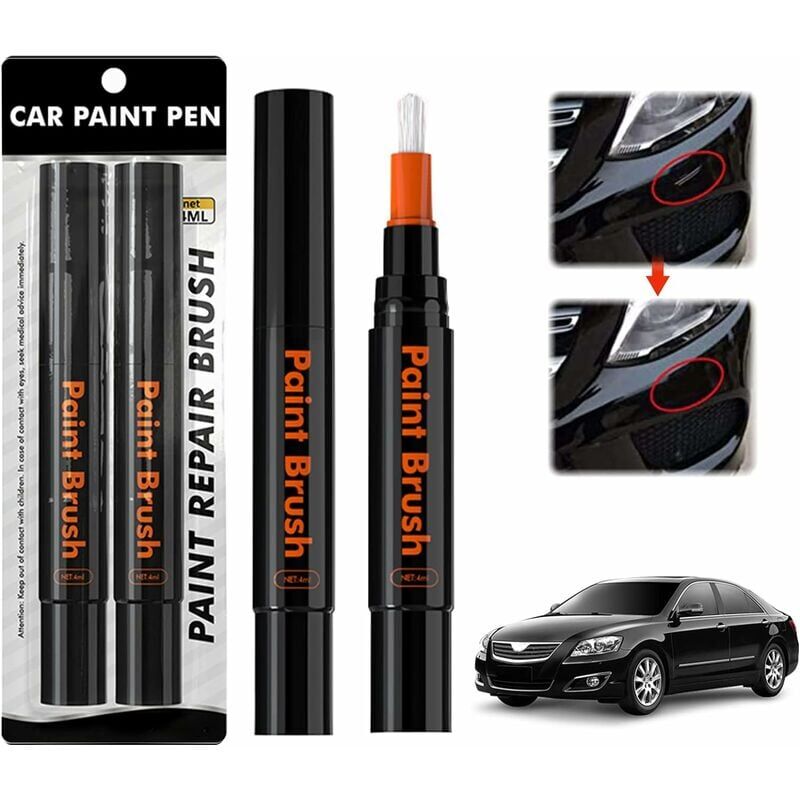 foto del prodotto pennarello per ritocchi auto nero, 2 pezzi pennarello per riparazione graffi auto, riparazione graffi vernice, pennarello per rimozione graffi auto e