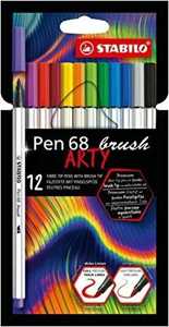 foto del prodotto pennarello premium con punta a pennello stabilo pen 68 brush arty astuccio da 12 colori assortiti