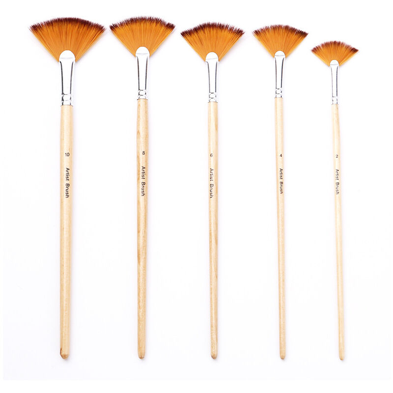 foto del prodotto pennelli, pennello a ventaglio in nylon, set di pennelli per pittura acrilica, acquerello e olio. sollbry