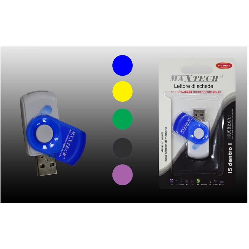 foto del prodotto pennetta usb 2.0 lettore schede di memoria sd tf minisd w2 ms xd ms lto sm003 maxtech