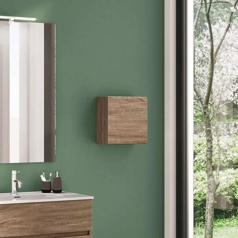 foto del prodotto pensile bagno sospeso 35x35 cm rovere scuro reversibile mod. yili