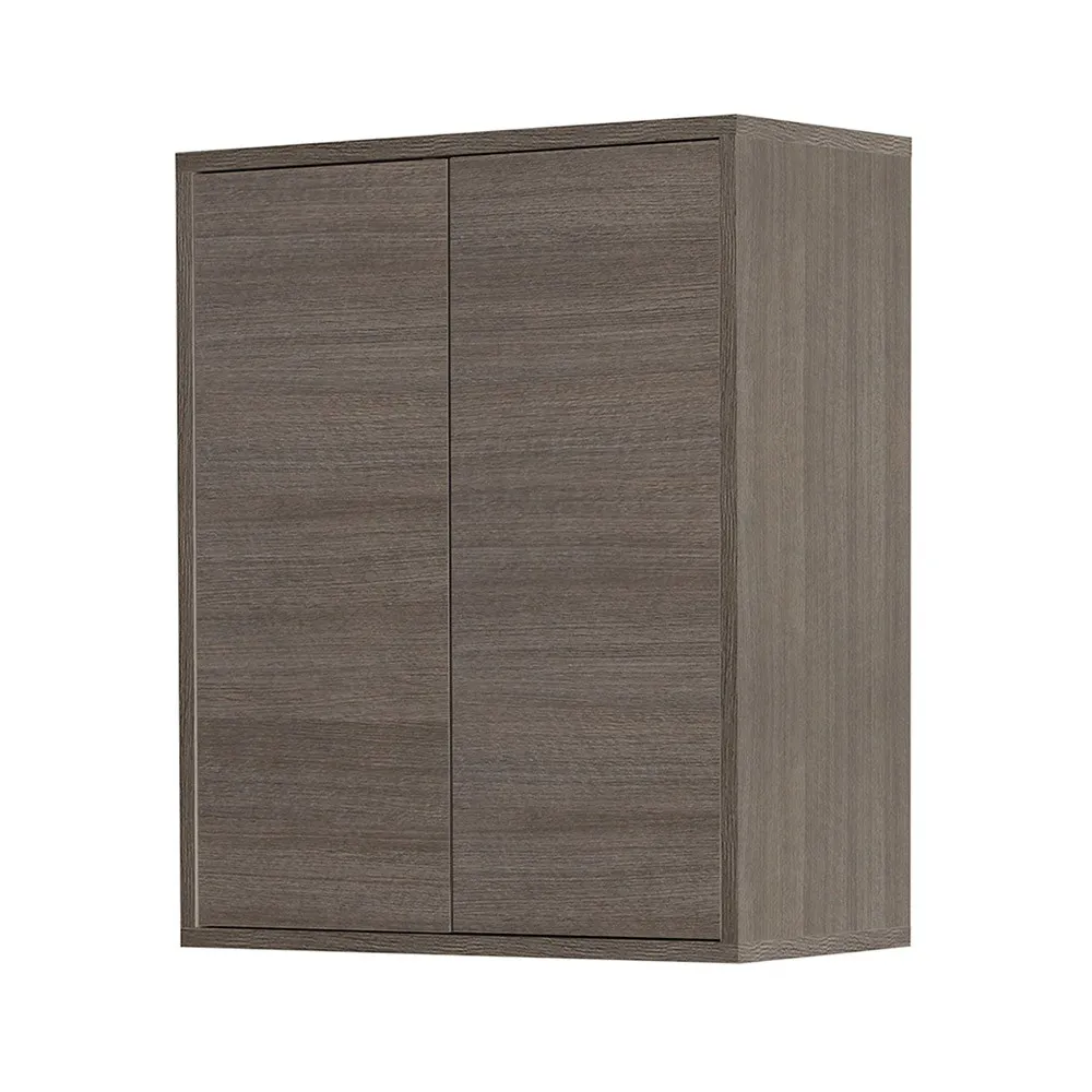 foto del prodotto pensile bagno sospeso 60 cm 2 ante way rovere scuro con ripiano interno