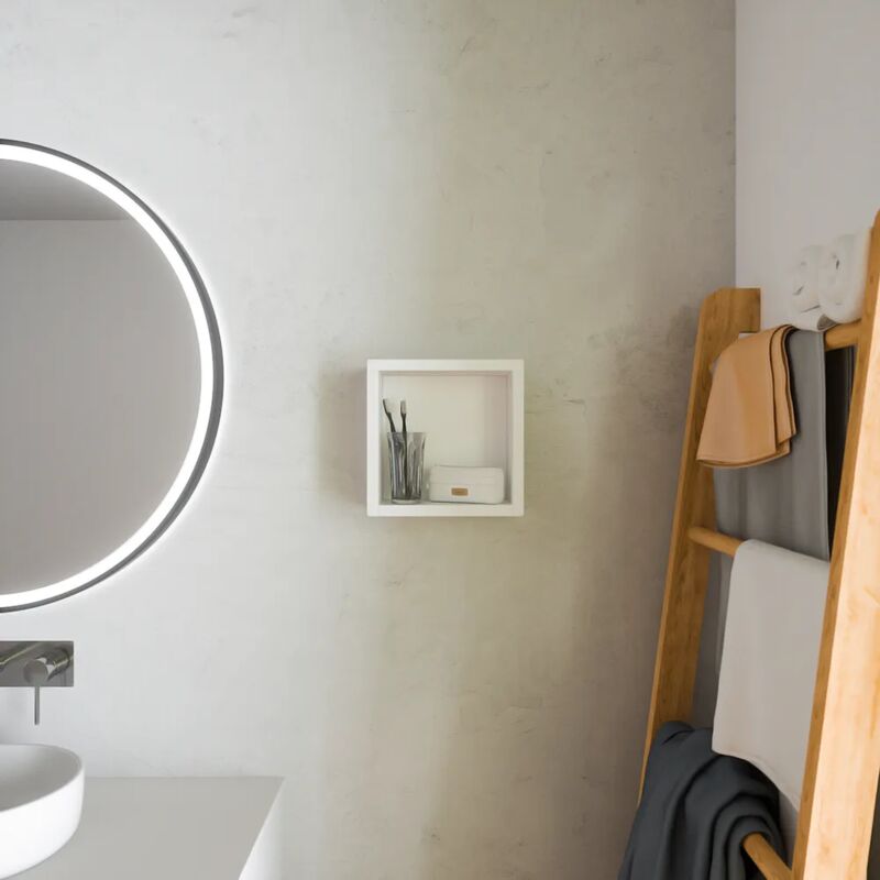 foto del prodotto pensile bagno sospeso a giorno 25x25cm color bianco opaco mod. ardenne