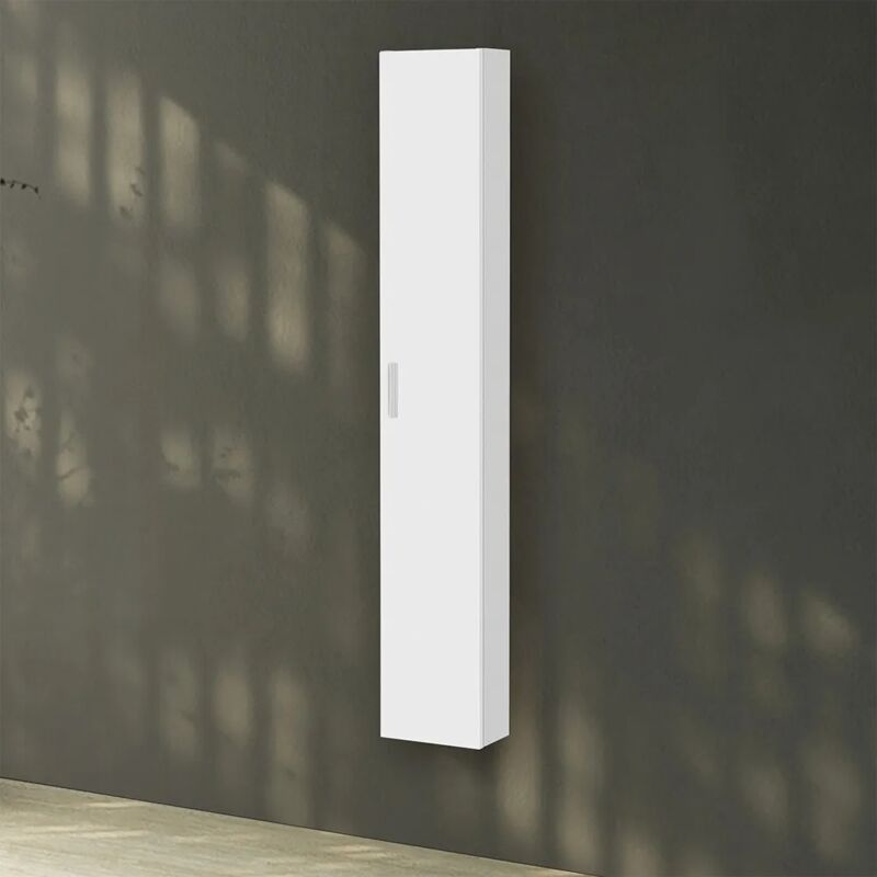 foto del prodotto pensile bagno sospeso150 h bianco con maniglia cromata martha