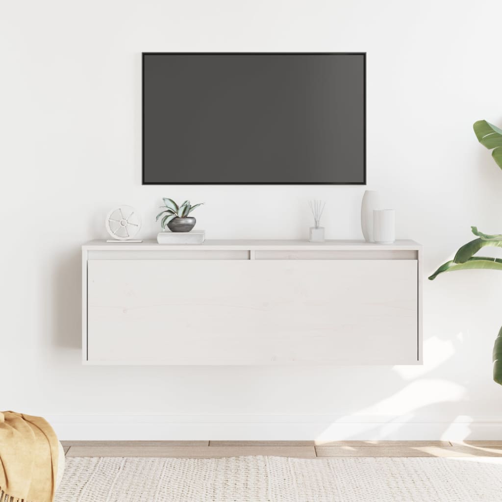 foto del prodotto pensile bianco 100x30x35 cm in legno massello di pino cod mxl 33353