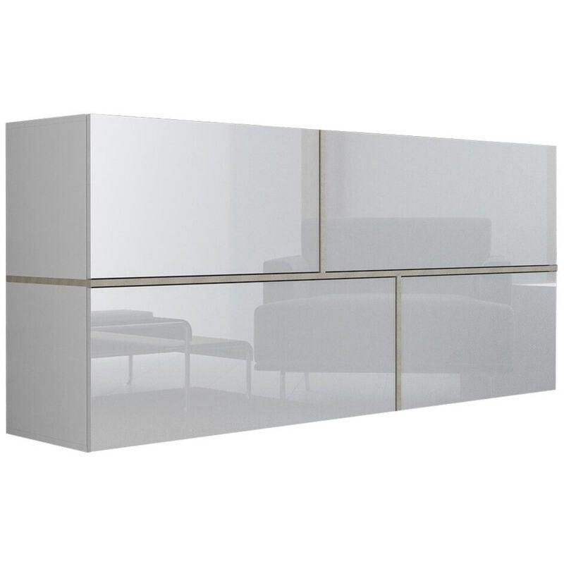 foto del prodotto pensile charlotte 100, bianco bianco lucido sonoma quercia, 80x170cm, il numero di porte 040cm, senza, truciolare laminato, pannello di fibra a