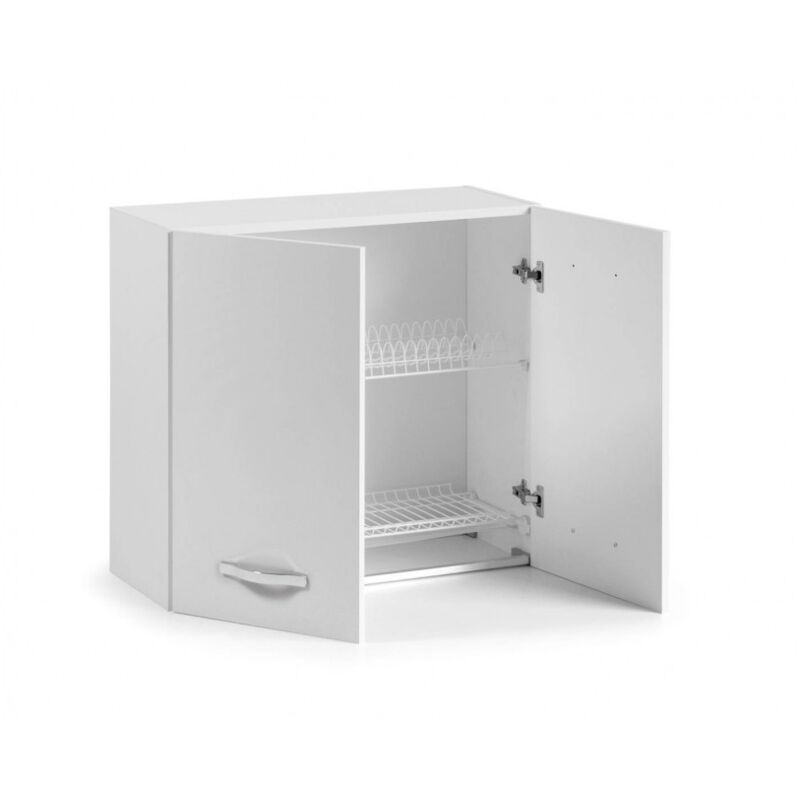foto del prodotto pensile colapiatti cucina 80x32x72 cm in legno bianco frassinato foligno