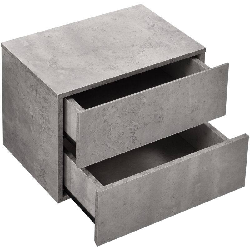 foto del prodotto pensile comodino con 2 cassetti effetto cemento grigio 030000822