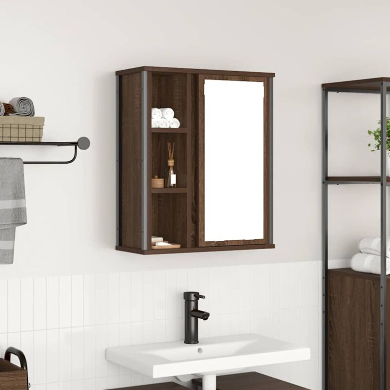 foto del prodotto pensile da bagno con specchio rovere marrone 50x21x60 cm vidaxl