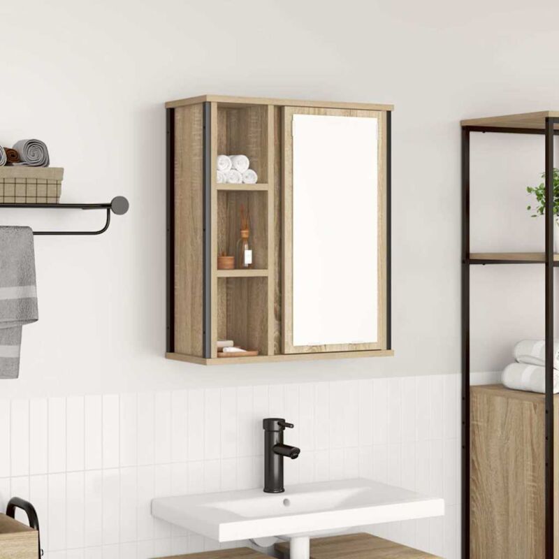 foto del prodotto pensile da bagno con specchio rovere sonoma 50x21x60 cm vidaxl