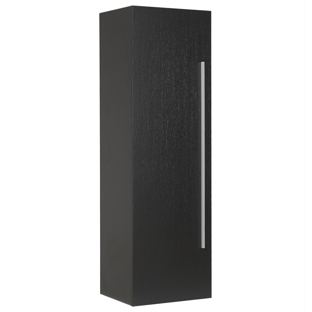 foto del prodotto pensile da bagno in mdf nero 132 x 40 cm con 4 ripiani a parete