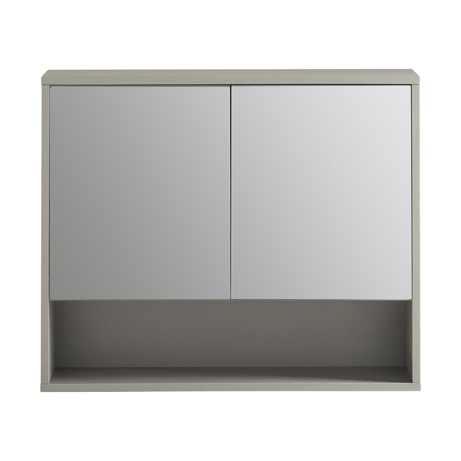 foto del prodotto pensile da bagno mobile bagno con specchio e due ante grigio 60x19.5x49.5cm bzr134 ng