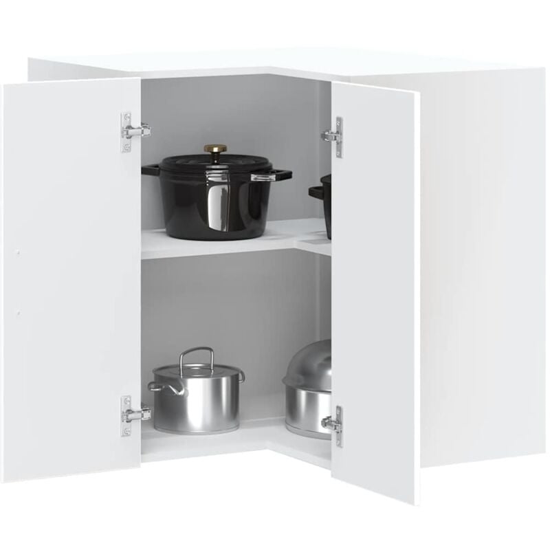foto del prodotto pensile da cucina ad angolo kalmar bianco in legno multistrato vidaxl