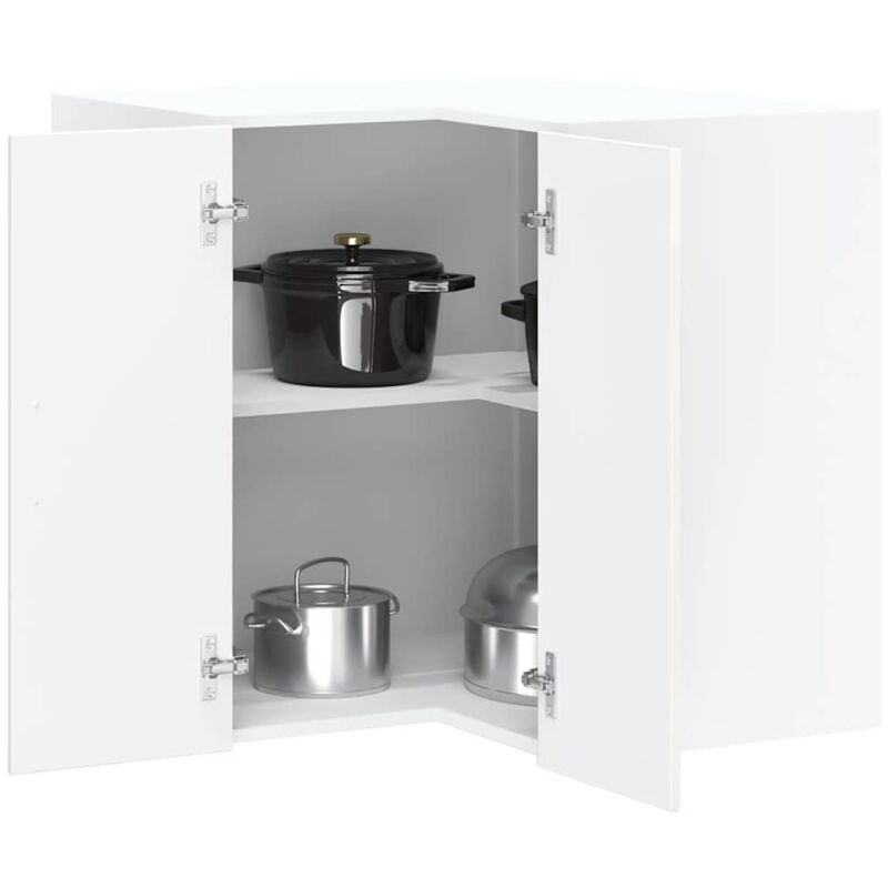 foto del prodotto pensile da cucina ad angolo kalmar bianco lucido in truciolato vidaxl