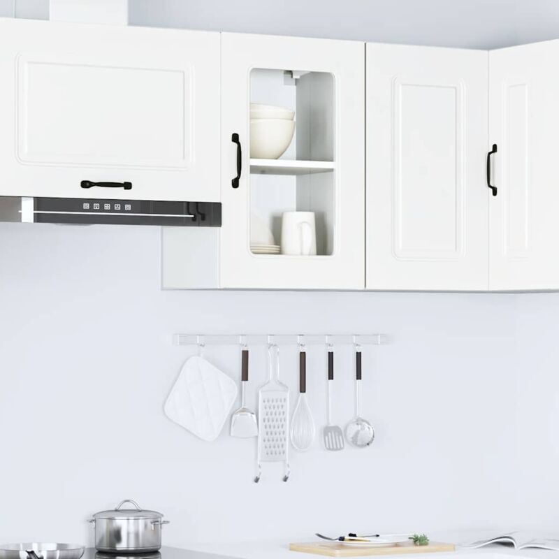 foto del prodotto pensile da cucina con porta in vetro kalmar bianco truciolato vidaxl